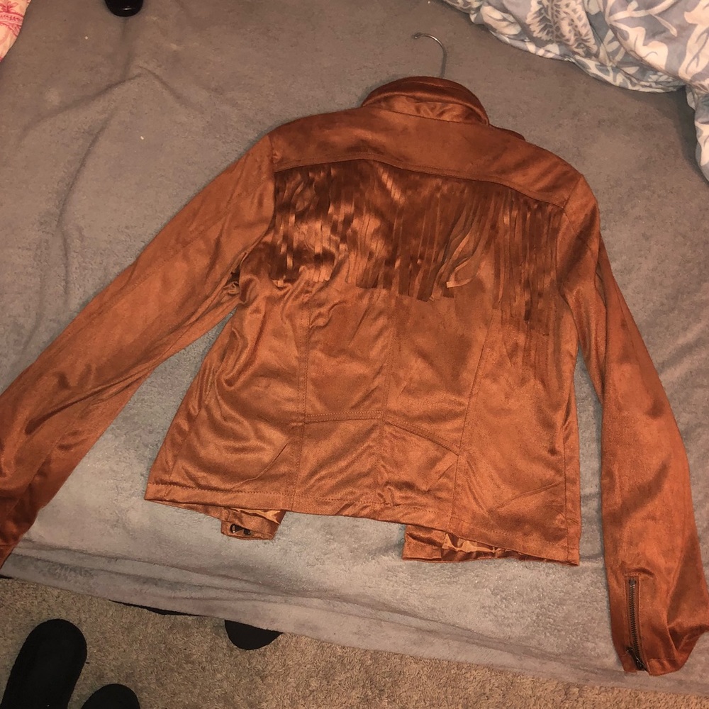 Suede brown fringe jacket